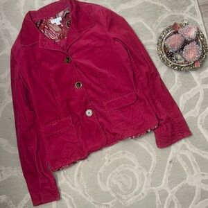 🌷CHARTER CLUB🌷Hot pink stretch corduroy short blazer jacket